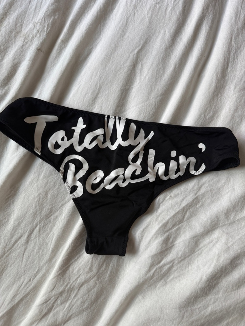 Victoria's Secret Black Bikini Bottom with White Script